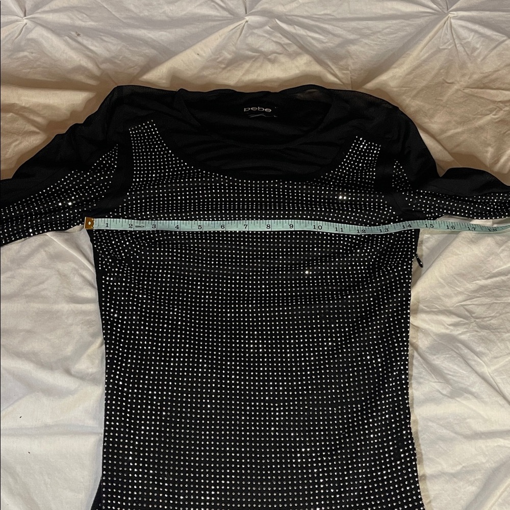 Bebe Body-con Mesh Rhinestone Mini Dress - Picture 11 of 13